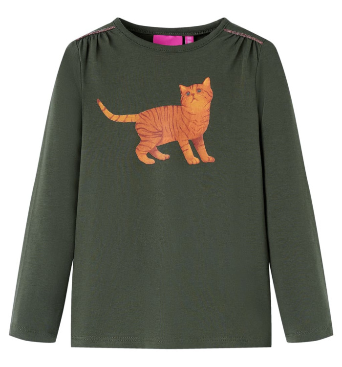T-shirt enfants à manches longues kaki 116 | Mobilier & Déco