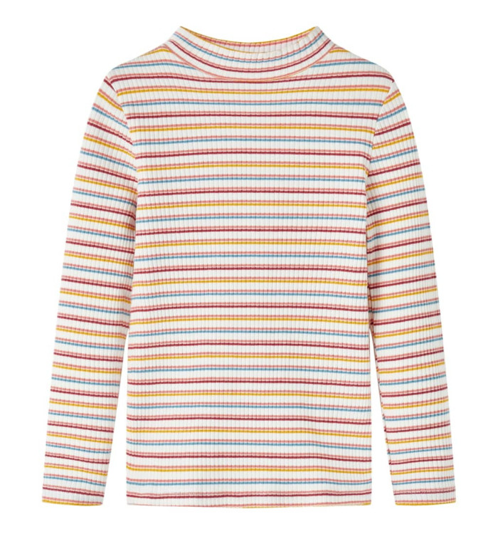 T-shirt enfants manches longues faux col roulé écru 128 | Mobilier & Déco
