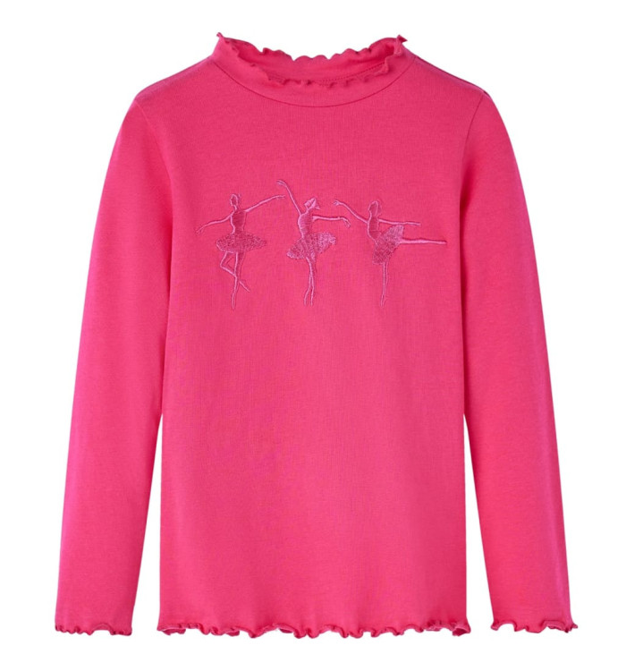 T-shirt enfants à manches longues rose vif 104 | Mobilier & Déco