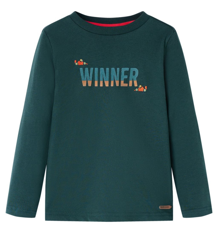 T-shirt pour enfants à manches longues vert foncé 104 | Mobilier & Déco