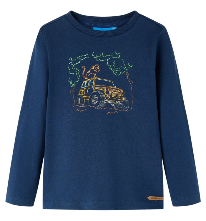 T-shirt enfants à manches longues bleu marine 128 | Mobilier & Déco