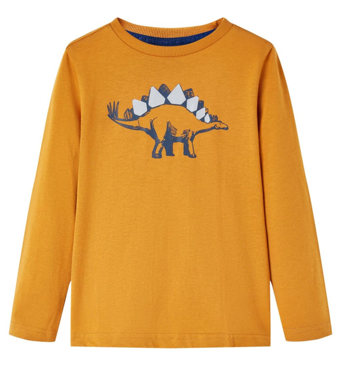 T-shirt enfants à manches longues ocre foncé 140 | Mobilier & Déco