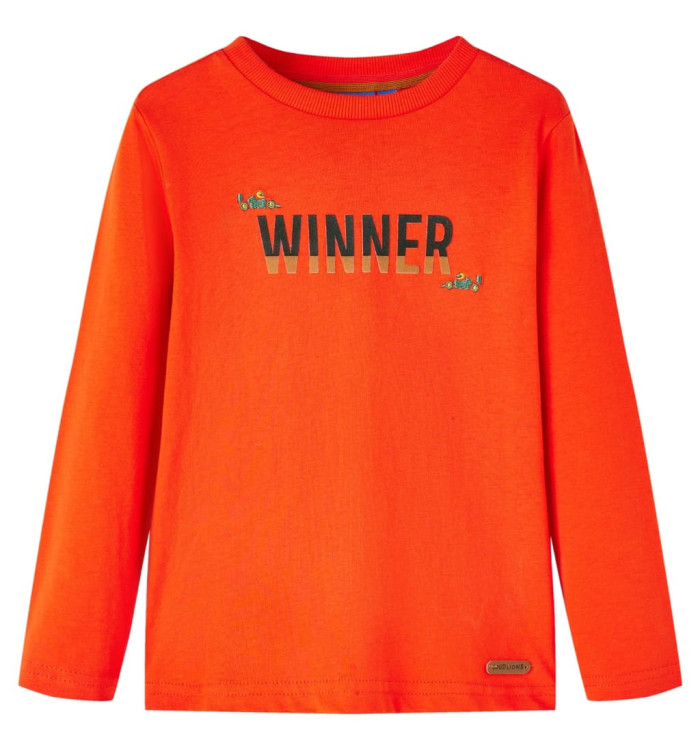 T-shirt pour enfants à manches longues orange vif 140 | Mobilier & Déco