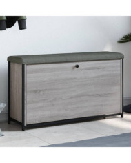 Banc à chaussures tiroir rabattable sonoma gris 102x32x56 cm | Mobilier & Déco