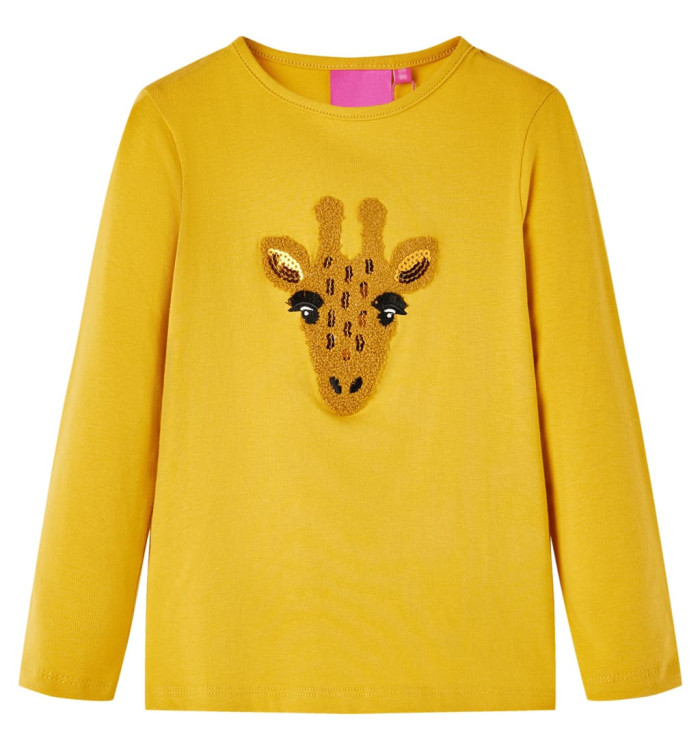 T-shirt enfants à manches longues ocre foncé 140 | Mobilier & Déco