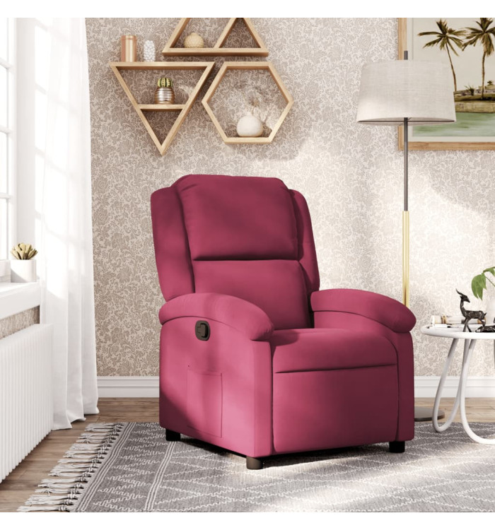 Fauteuil inclinable rouge bordeaux velours | Mobilier & Déco