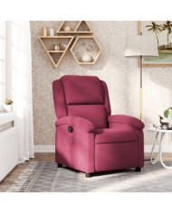 Fauteuil inclinable rouge bordeaux velours | Mobilier & Déco