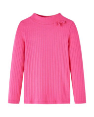 T-shirt enfants à manches longues tricot côtelé rose vif 116 | Mobilier & Déco