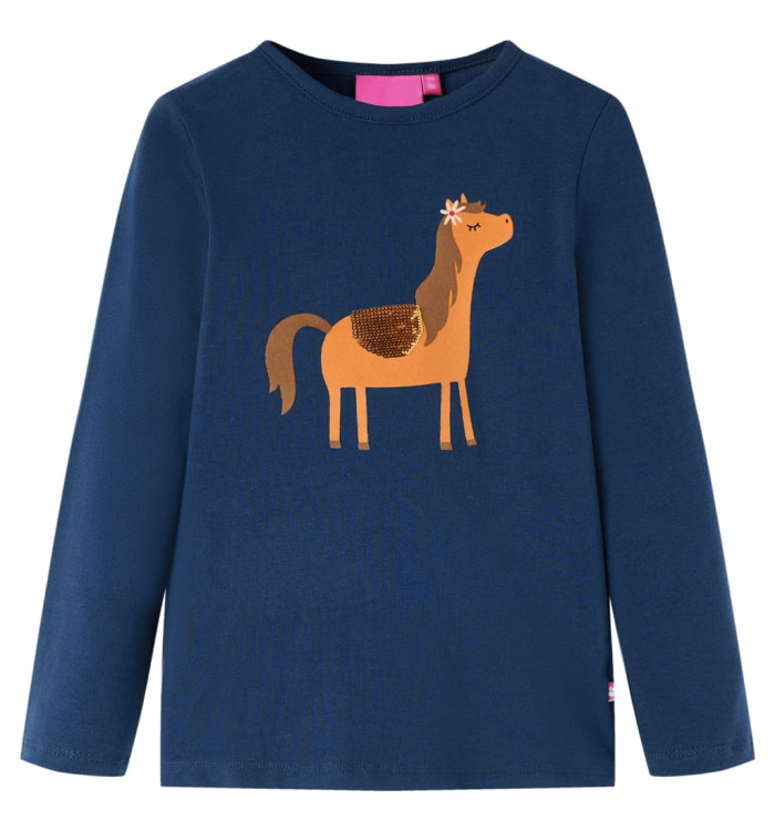 T-shirt enfants à manches longues bleu marine 116 | Mobilier & Déco
