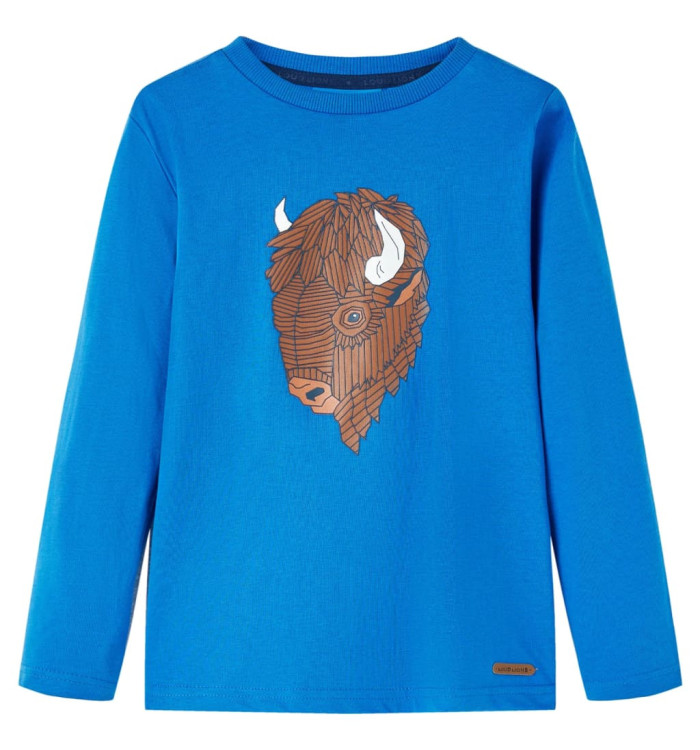 T-shirt enfants à manches longues bleu cobalt 140 | Mobilier & Déco