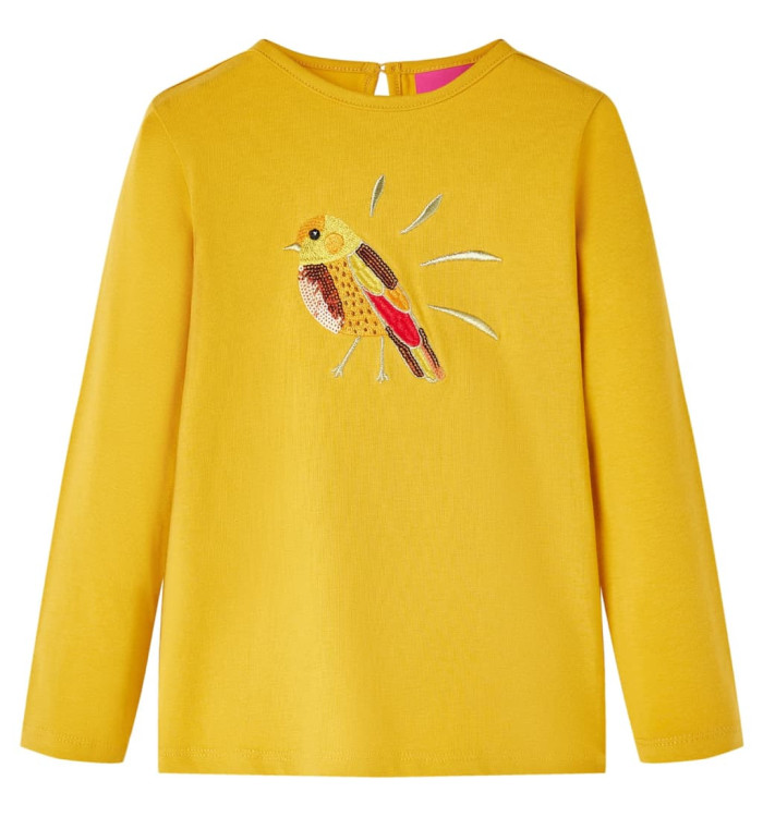 T-shirt enfants à manches longues ocre foncé 128 | Mobilier & Déco