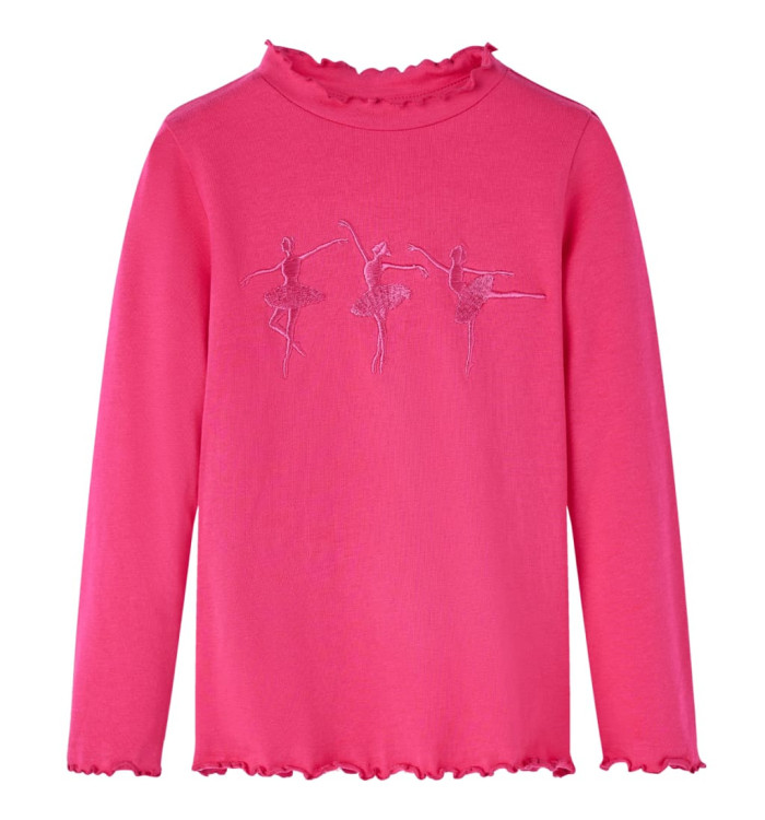 T-shirt enfants à manches longues rose vif 128 | Mobilier & Déco