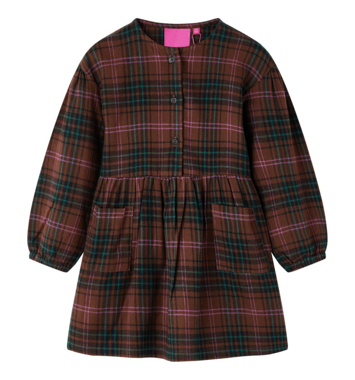 Robe pour enfants à manches longues cognac 116 | Mobilier & Déco