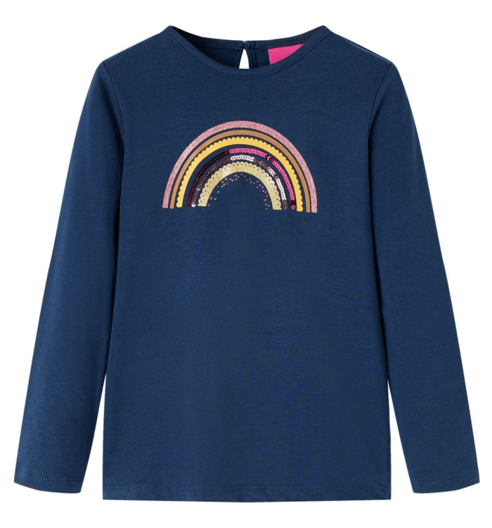 T-shirt enfants à manches longues bleu marine 116 | Mobilier & Déco