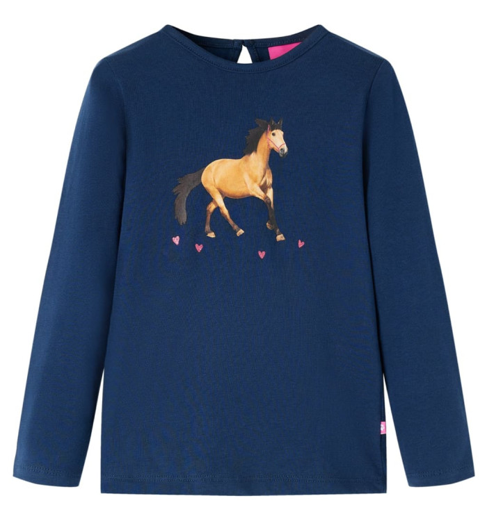 T-shirt enfants à manches longues bleu marine 104 | Mobilier & Déco
