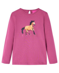 T-shirt enfants à manches longues framboise 92 | Mobilier & Déco