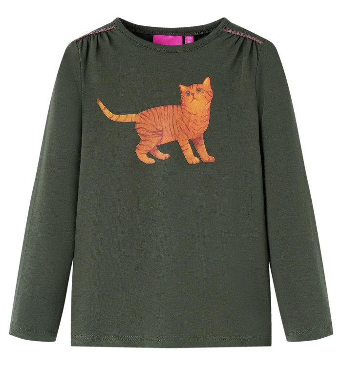 T-shirt enfants à manches longues kaki 92 | Mobilier & Déco