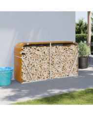 Porte-bûches marron clair 180x45x100 cm acier galvanisé | Mobilier & Déco