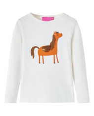 T-shirt enfants à manches longues écru 140 | Mobilier & Déco