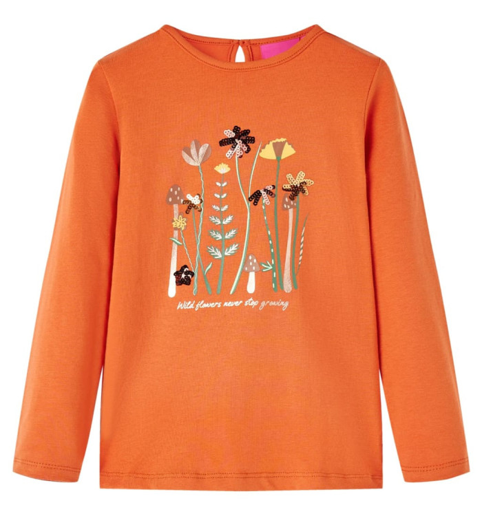 T-shirt enfants à manches longues orange brûlé 116 | Mobilier & Déco