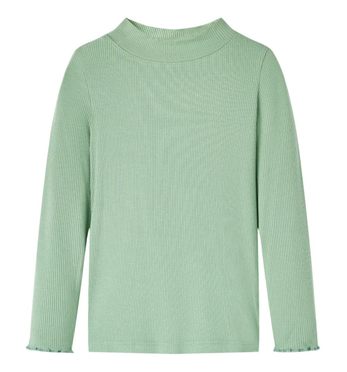T-shirt enfants manches longues faux col roulé menthe foncée 92 | Mobilier & Déco