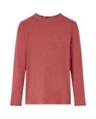 T-shirt enfants manches longues faux col roulé rouge brûlé 92 | Mobilier & Déco
