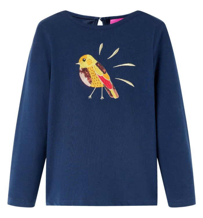 T-shirt enfants à manches longues bleu marine 128 | Mobilier & Déco