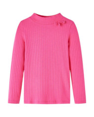 T-shirt enfants à manches longues tricot côtelé rose vif 140 | Mobilier & Déco