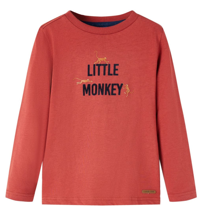 T-shirt enfants à manches longues rouge brûlé 92 | Mobilier & Déco