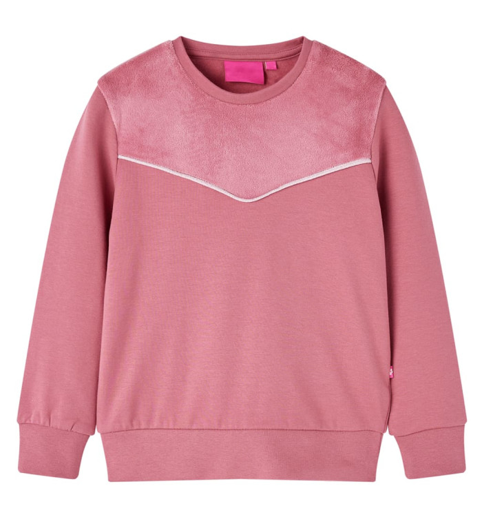 Sweatshirt pour enfants velours patchwork framboise 104 | Mobilier & Déco