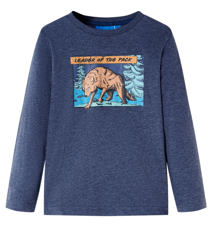 T-shirt enfants à manches longues mélange bleu foncé 104 | Mobilier & Déco