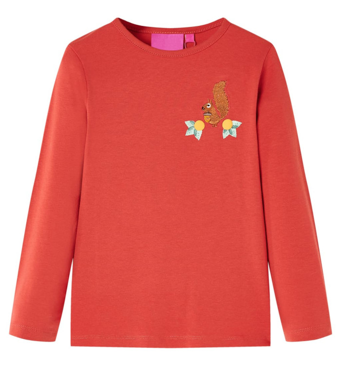 T-shirt enfants à manches longues rouge brûlé 92 | Mobilier & Déco