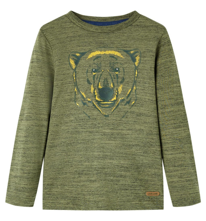 T-shirt enfants à manches longues kaki mélangé 92 | Mobilier & Déco
