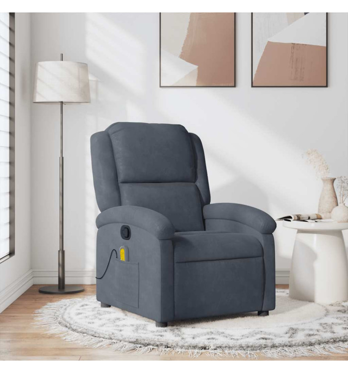 Fauteuil de massage inclinable gris foncé velours | Mobilier & Déco