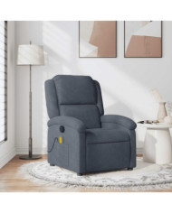 Fauteuil de massage inclinable gris foncé velours | Mobilier & Déco