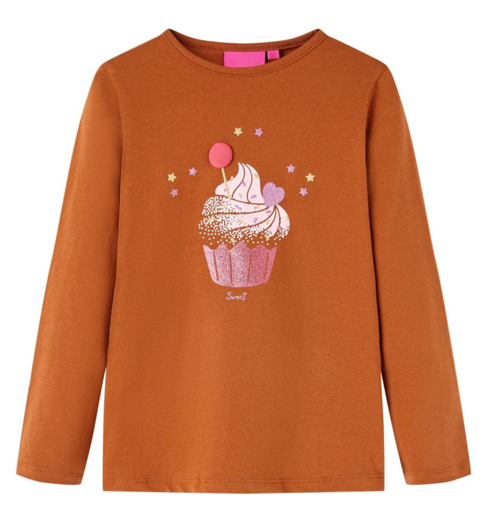 T-shirt enfants à manches longues cognac 116 | Mobilier & Déco