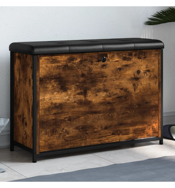 Banc à chaussures avec tiroir rabattable chêne fumé 82x32x56 cm | Mobilier & Déco