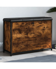 Banc à chaussures avec tiroir rabattable chêne fumé 82x32x56 cm | Mobilier & Déco