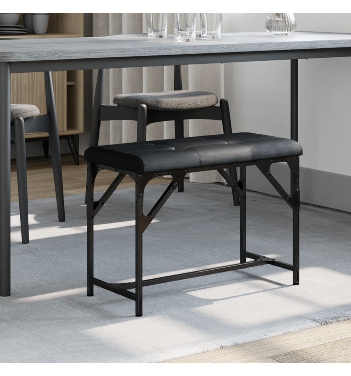 Banc à manger noir 62x32x45 cm acier et similicuir | Mobilier & Déco