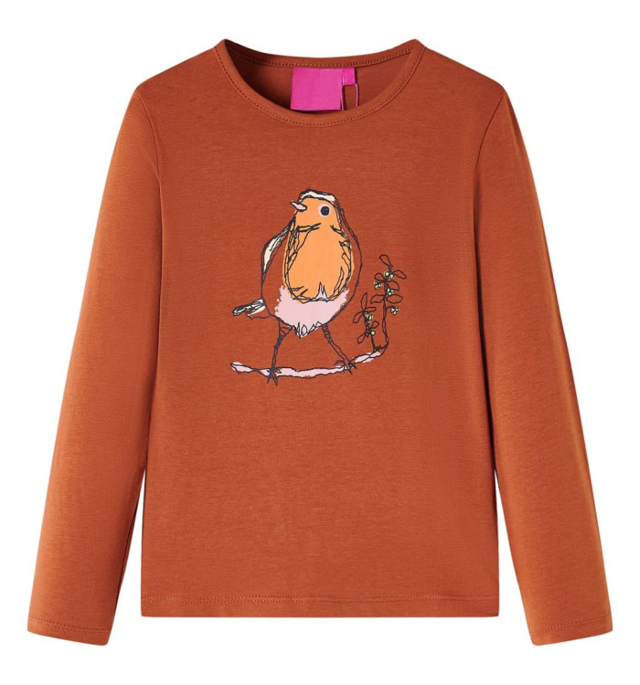 T-shirt enfants à manches longues cognac 140 | Mobilier & Déco