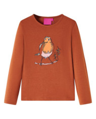 T-shirt enfants à manches longues cognac 140 | Mobilier & Déco