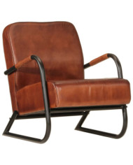 Fauteuil marron cuir véritable | Mobilier & Déco