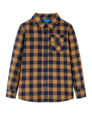 Chemise à carreaux pour enfants cognac et bleu 92 | Mobilier & Déco
