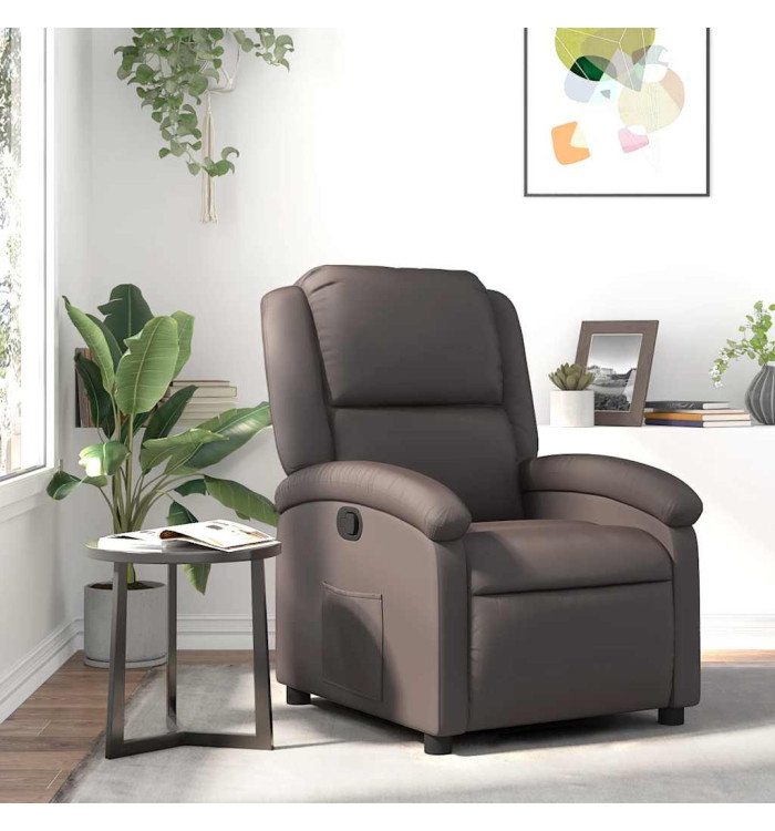 Fauteuil inclinable marron foncé cuir véritable | Mobilier & Déco