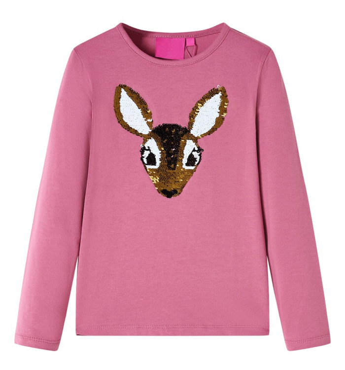 T-shirt enfants à manches longues framboise 92 | Mobilier & Déco
