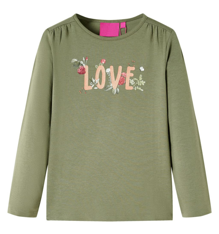 T-shirt enfants à manches longues kaki 116 | Mobilier & Déco