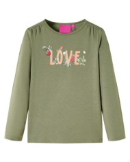 T-shirt enfants à manches longues kaki 116 | Mobilier & Déco