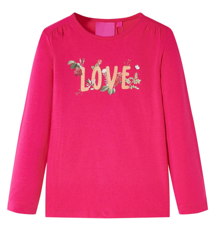 T-shirt enfants à manches longues rose vif 104 | Mobilier & Déco