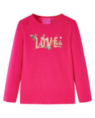 T-shirt enfants à manches longues rose vif 104 | Mobilier & Déco