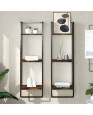 Étagère murale 3 niveaux chêne fumé 30x25x100cm bois ingénierie | Mobilier & Déco